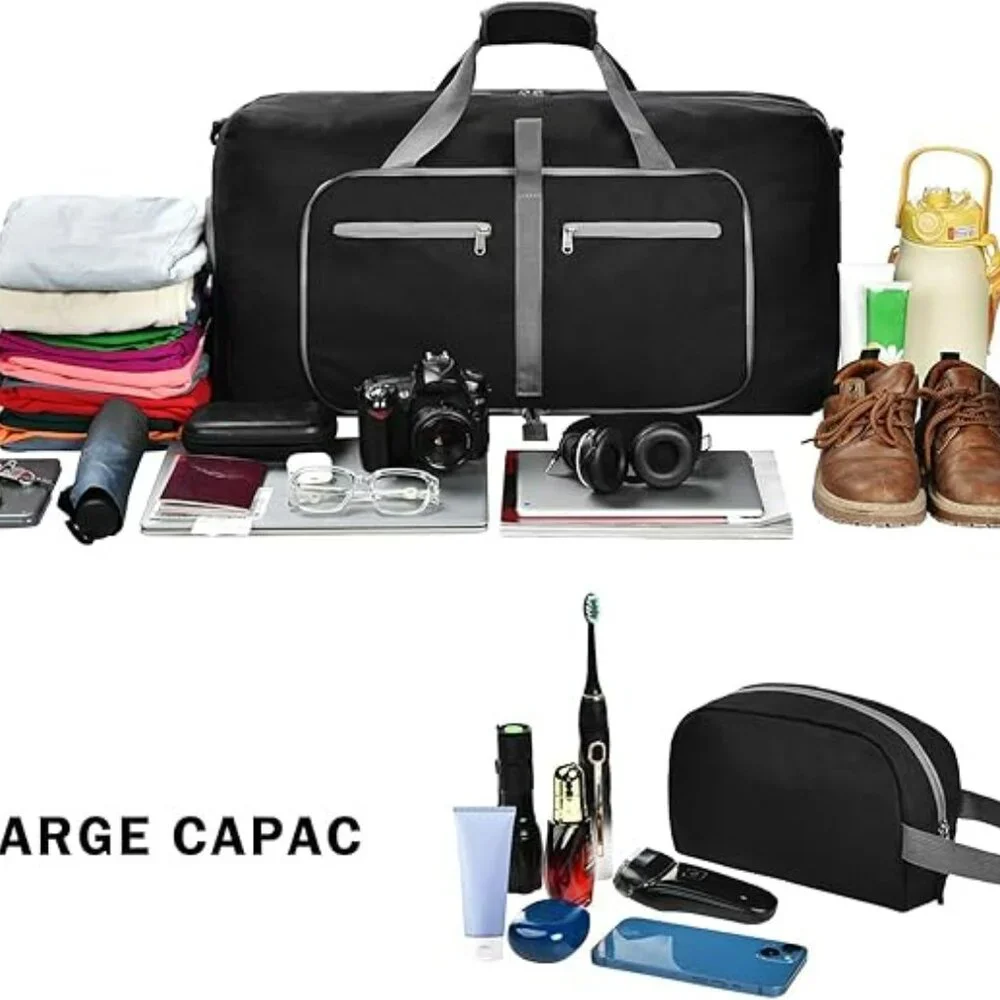 New Duffle Bag Foldable Travel w Shoes Compartment w Adjustable Strap Waterproof